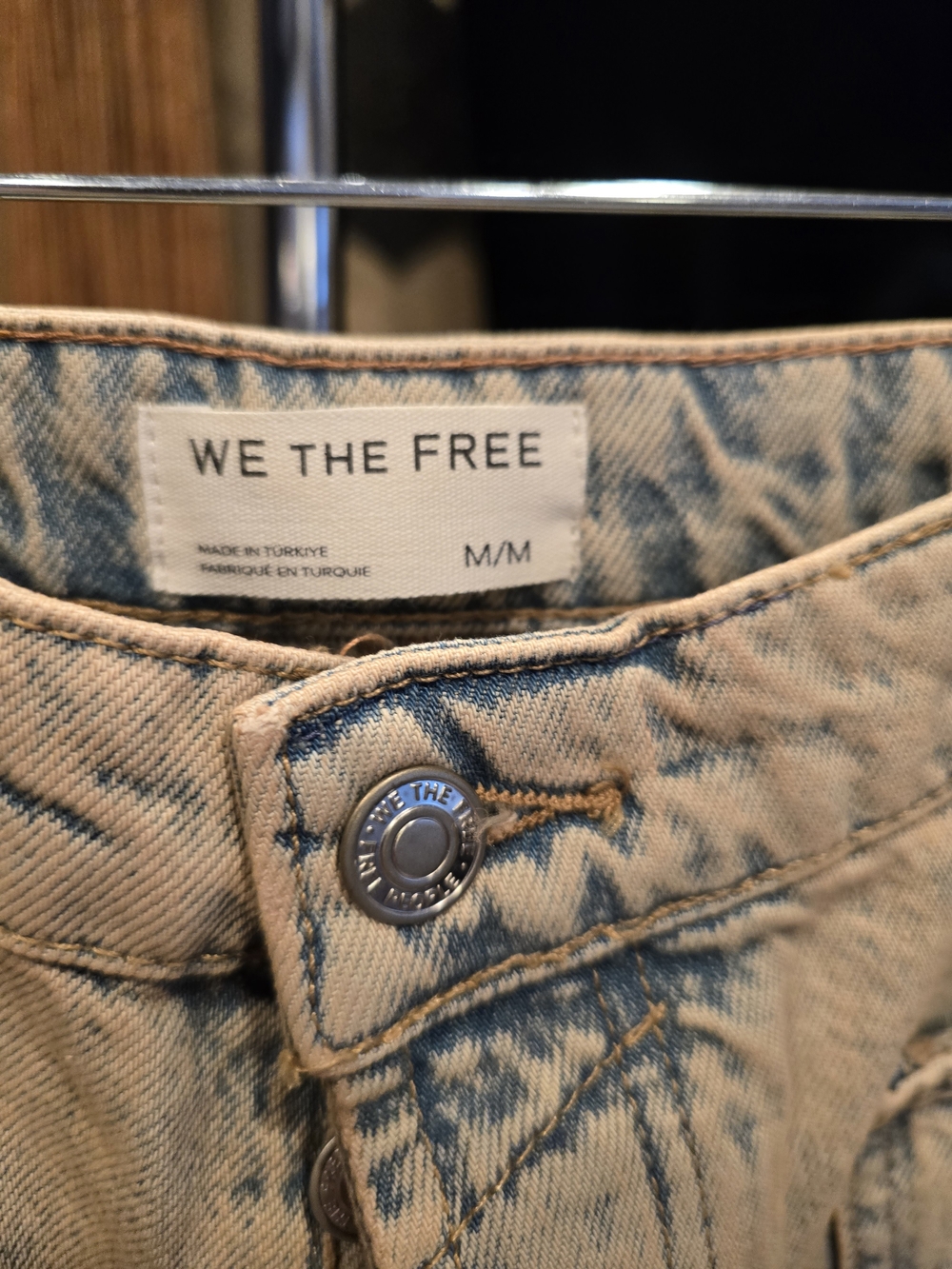 Free People Barrel Jeans Front Button Closure NWOT M, Dusty Blue Color - Picture 4 of 10
